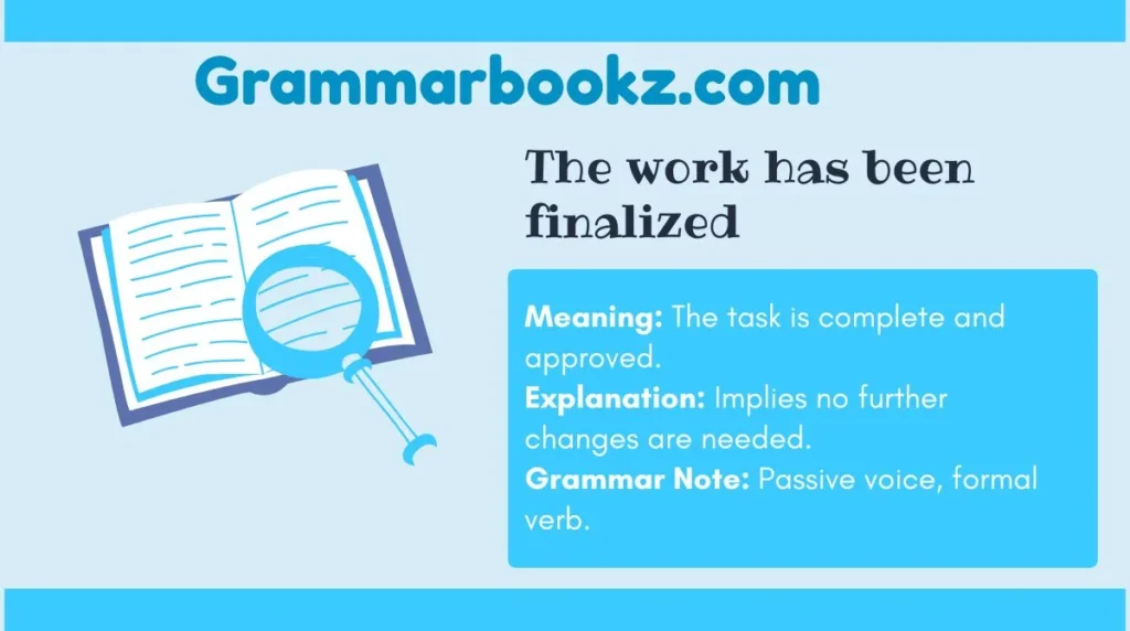 The work has been finalized