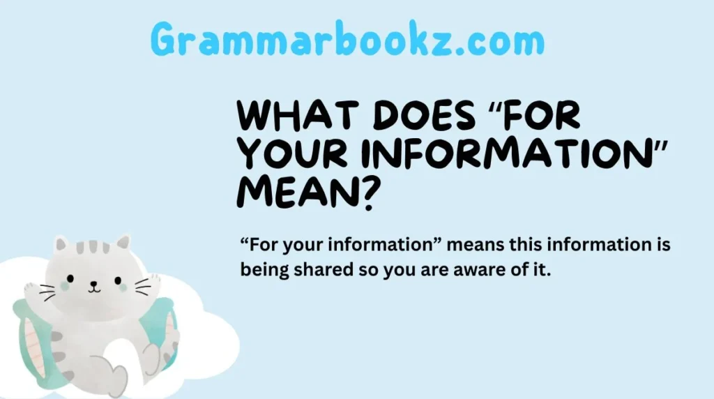 What Does “For Your Information” Mean?