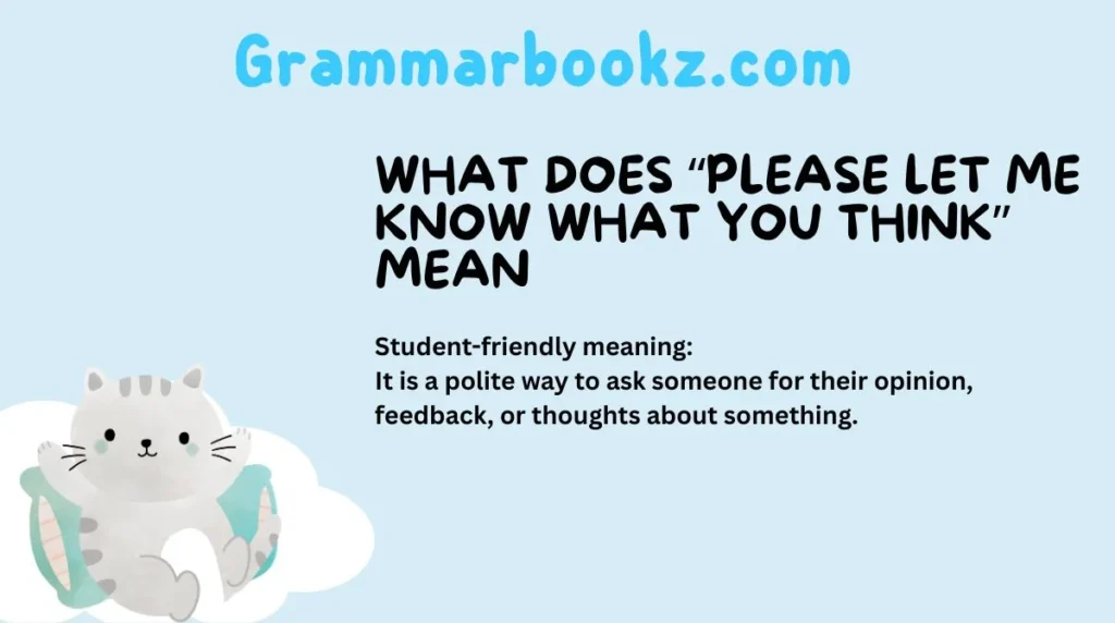 What Does “Please Let Me Know What You Think” Mean